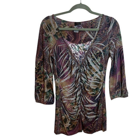 Daytrip Sequined Ruched Y2K Fairy Top - Picture 1 of 4